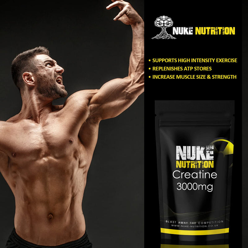 [Australia] - Nuke Nutrition Creatine Tablets 3000mg - 60 Tablets - Pure Creatine Monohydrate Supplements to Boost Muscle Mass, Bulk & Strength - Excellent Pre Workout for Men & Women - Boost Energy & Performance 60 Count (Pack of 1) 
