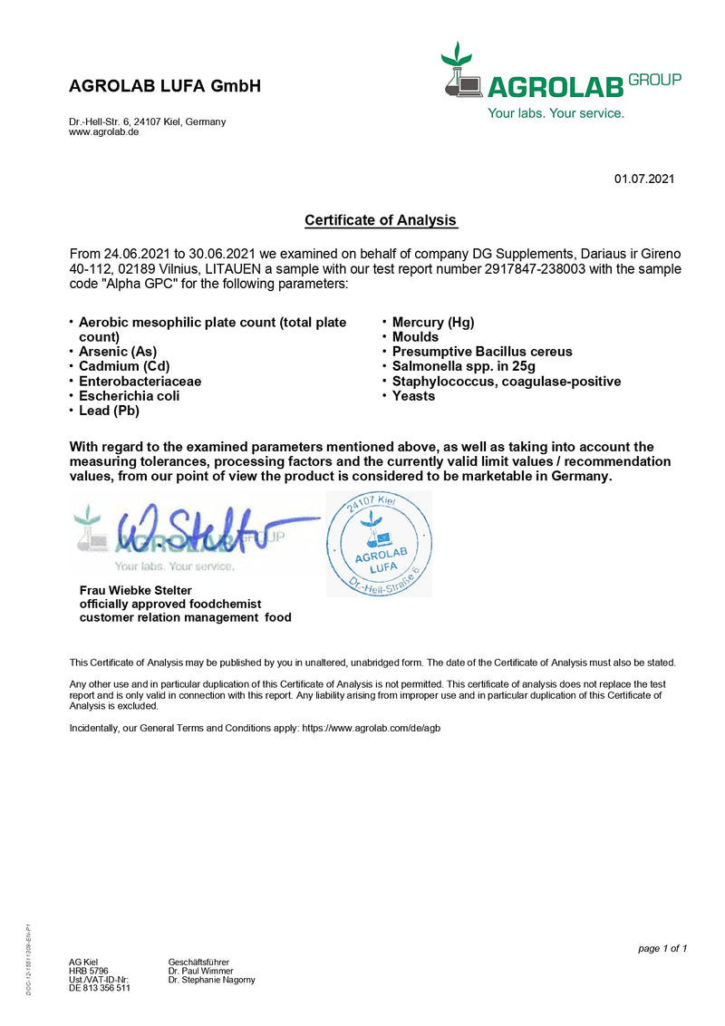 [Australia] - Alpha GPC Choline 500mg Serving 60 Vegan Capsules, Certificate of Analysis by AGROLAB Germany, High Strength Supplement, No Fillers or Bulkers, Gluten and GMO Free 