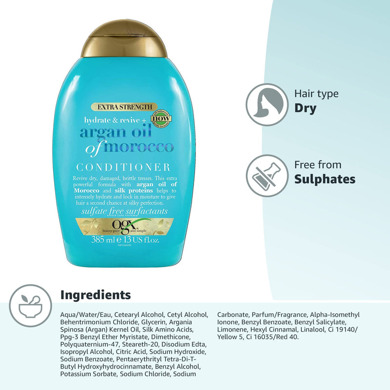 [Australia] - OGX Argan Oil of Morocco Conditioner for Dry Damaged Hair, Extra Strength, 385 ml 