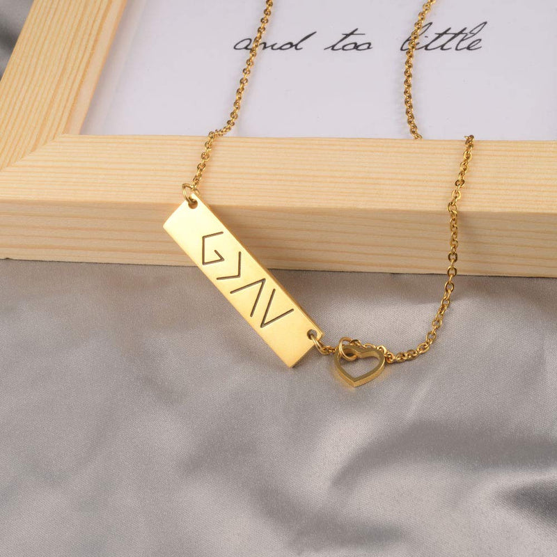 [Australia] - SUNSH God is Greater Than The Highs and Lows Pendant Necklaces for Women Girls Coordinates Specific Bar Necklace Religious Gift Jewelry Gold GOD Golden Necklaces 