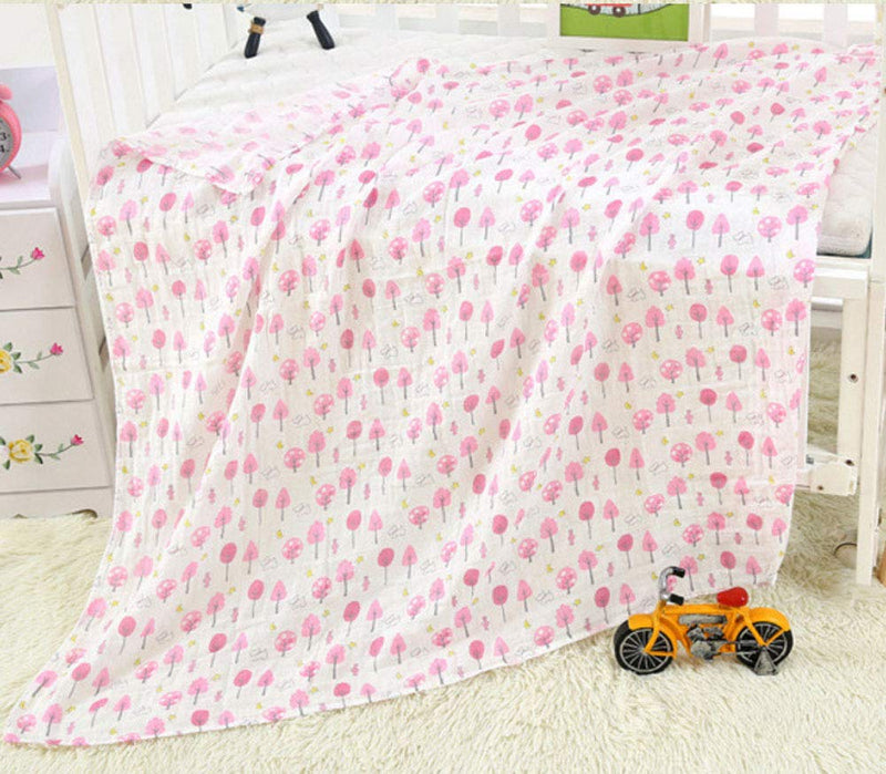 [Australia] - BuxiuGK Baby Muslin Cloths Soft Bamboo Cotton Baby Swaddle Blanket Muslin Squares for Baby Girl or Boy,120cm X 110cm/47"x43",Pink tree Pink Tree 