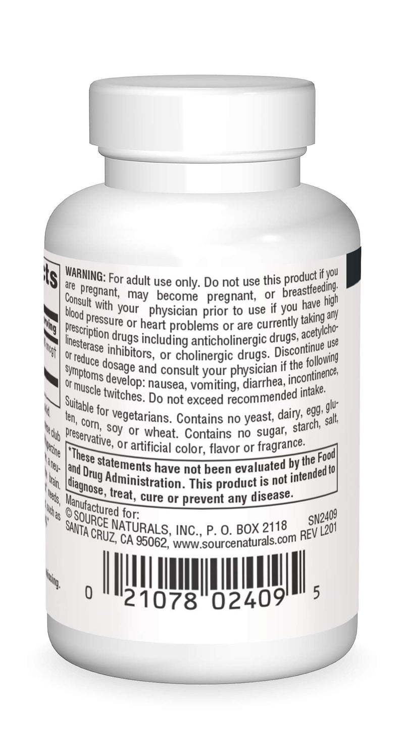[Australia] - Source Naturals Huperzine A 100 mcg for Learning & Memory - 60 Tablets 