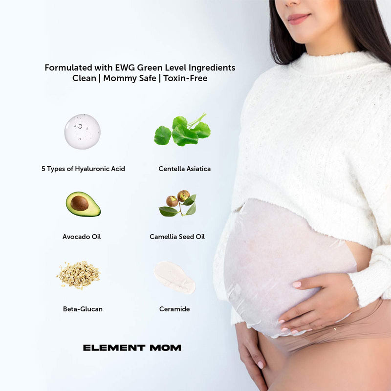 [Australia] - Element Mom Mega Moisturizing Belly Mask for Stretch Marks | 70 ml/2.4 fl oz | 5 Types of Hyaluronic Acid | Toxin Free | Non-Sticky | No Artificial Fragrance or Colors | Pregnancy Skincare (4 Pack) 2.37 Fl Oz (Pack of 4) 