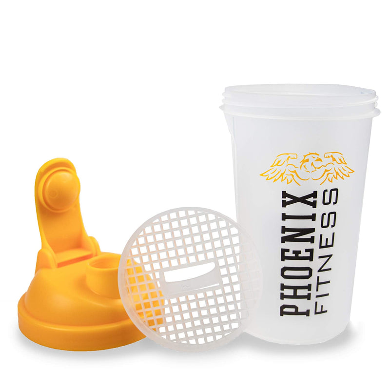 [Australia] - Phoenix Fitness Protein Shaker Bottle - 500ml BPA Easy Clean Drinks Bottle - Protein Bottle with Measurement Markings, Filter and Screw Top Lid 