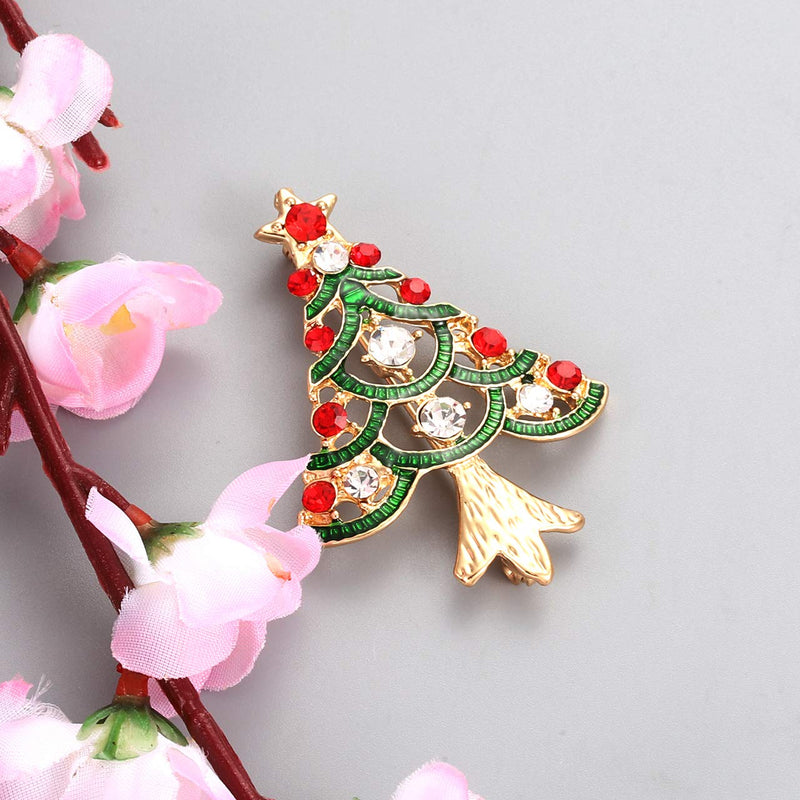 [Australia] - Christmas Brooch Pins For Women Girls Winter Snowflake Reindeer Deer Snowman Happy Holiday Boots Christmas Tree Crystal Brooches Set 6 Pack 