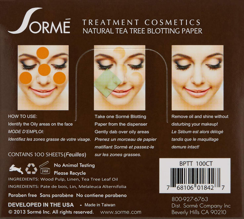 [Australia] - Sorme' Treatment Cosmetics Blotting Paper, Tea Tea, 0.5 oz. 