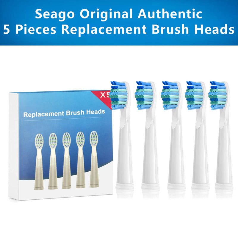 [Australia] - Electric Toothbrush Heads 5pc Compatible for Fairywill Fairywell Fairy Will D7/D8/FW507/FW508/FW551/917/959/2011/Seago E9 SG-507 SG-958/Dnsly/Sboly/OKMIMO Soft Replacements Head (5 White Heads) 5 White Heads 