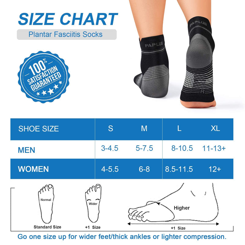 [Australia] - Plantar Fasciitis Sock (6 Pairs) for Men and Women, Compression Foot Sleeves with Arch and Ankle Support (Black, Small) Black(6 Pairs) Small (6 Pair) 