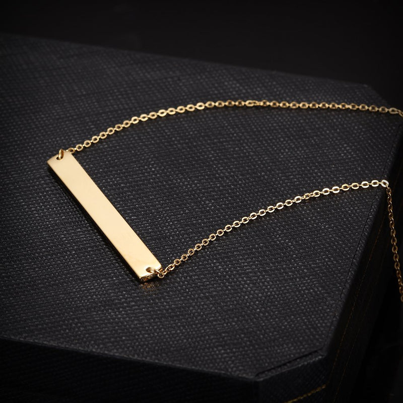 [Australia] - WISTIC Gold Vertical/Horizontal Bar Necklace Custom Engraving Stainless Steel Gold Plated Bar Necklace Layered Necklace for Women Adjustable Chain 