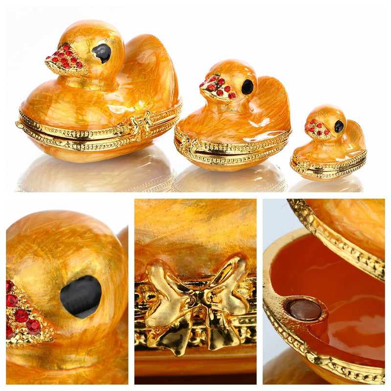 [Australia] - Family Duck Trinket Box Easter Day Gifts for Her for Him Birthday Gifts for Women Fine Pewter Boxes Jeweled Small Box with Crystal Decor Jewelry Holder Organizer Trinket Boxes Hinged (duck) 