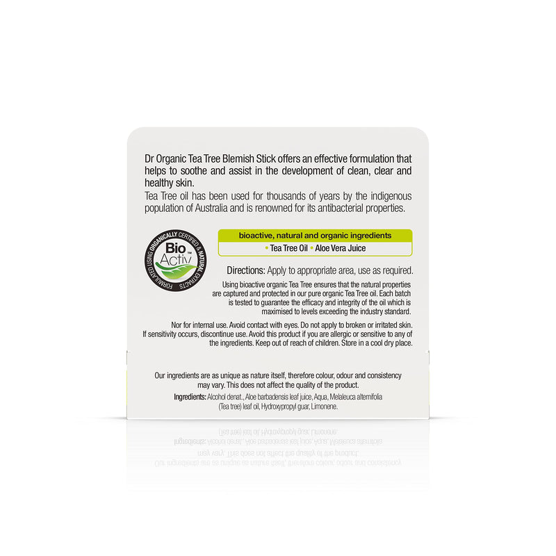 [Australia] - Dr Organic, Organic Tea Tree Blemish Stick , Natural , Vegan , Cruelty Free , Paraben & SLS Free , 8ml 