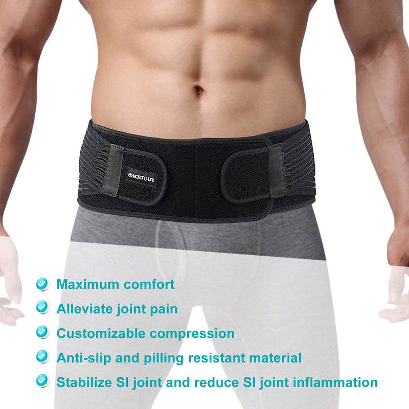 [Australia] - Backtour Si Belt Sacroiliac Belt for Women and Men That Alleviate Sciatic, Pelvic,Lower Back and Leg Pain, Stabilize SI Joint,Breathable Anti-Slip Sacroiliac Hip Brace Fit Hip Size 30" - 45" 