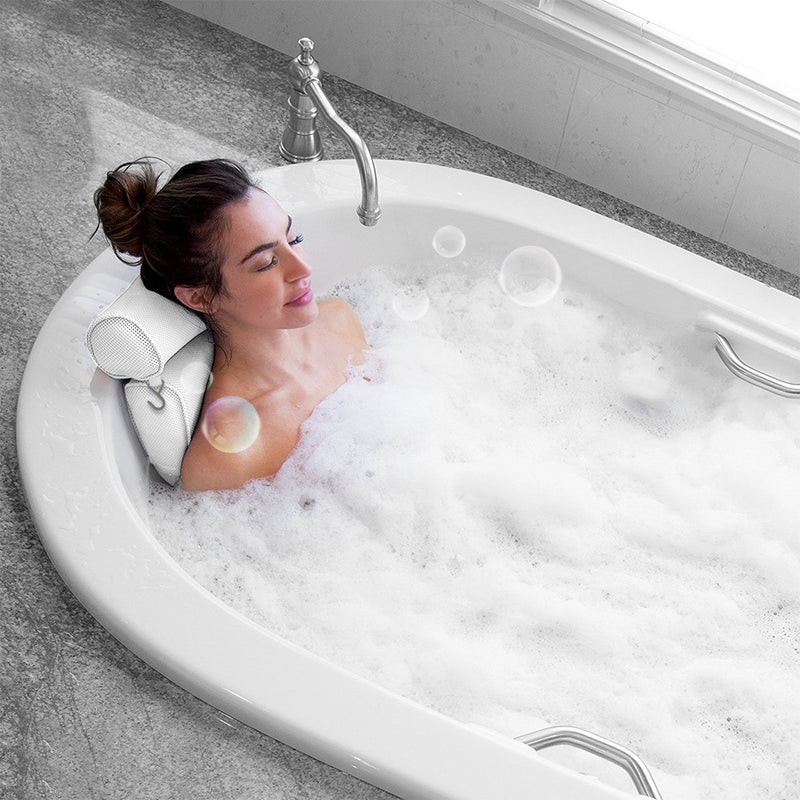 [Australia] - Idle Hippo Bath Pillow Bathtub Pillow with 6 Upgraded Non-Slip Suction Cups, Extra Thick Spa Bathtub Cushion for Head, Neck, Back and Shoulder Support, Fits Jacuzzi & Hot Tubs Classic Bath Pillow 