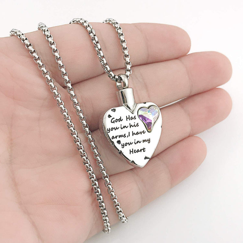 [Australia] - Heart Urn Necklaces for Ashes No Longer by My Side But Forever in My Heart Cremation Jewelry Keepsake Memorial Necklace Opal 