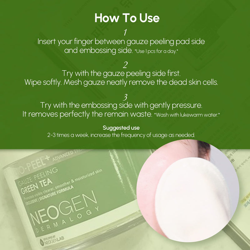 [Australia] - Neogen Dermalogy Bio Peel Gauze Peeling Green Tea (200Ml/30Pads) Premium Exfoliating Pads 