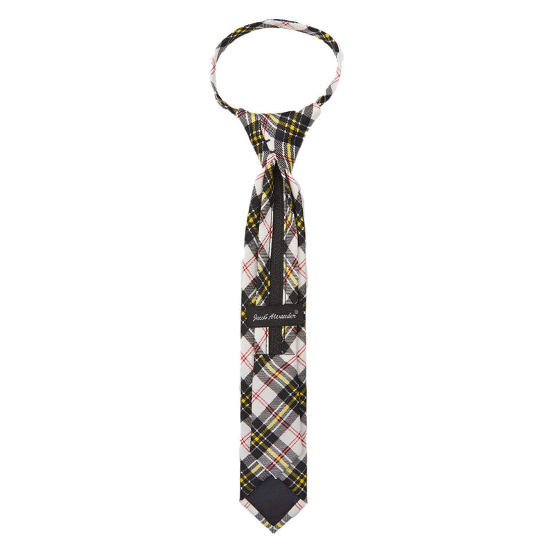 [Australia] - Jacob Alexander Boys' Royal Tartans Plaid 11-inch Zipper Neck Tie Black/White 