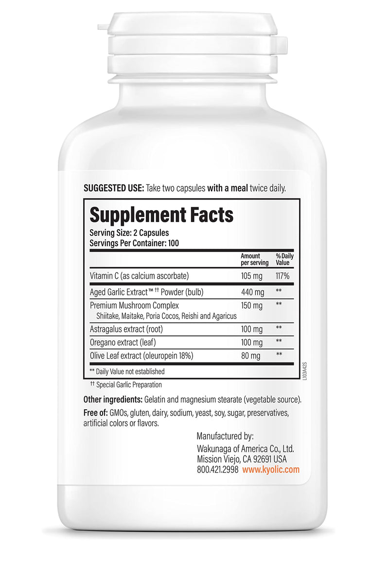[Australia] - Kyolic Aged Garlic Extract Formula 103 Immune Support, 200 Capsules (Packaging May Vary) 