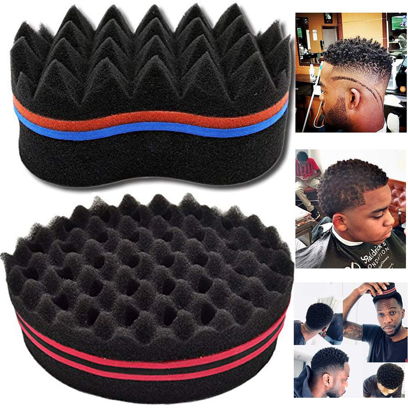 [Australia] - Xinlie Hair Sponge Brush Twists Dread Afro Coils Hair Curl Brush Hair Brush Sponge Holes Barber Hair Brush Sponge Barber Hair Brush Sponge Hair Twist Sponge For Twists,Curls in Afro-Style Hair(2PCS) 