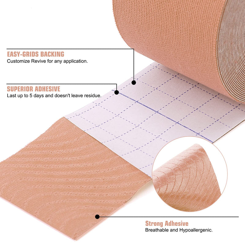 [Australia] - Kinesiology Tape Kinetic Tape (6 Rolls) Waterproof Athletic Sports Tape Physio Tape for Knees, Shoulder, Ankles, Elbow, Pain Relief,Joint Support and Recovery Uncut 1inch 16.4ft Roll (Beige) Beige 1 Inch 6 Rolls 