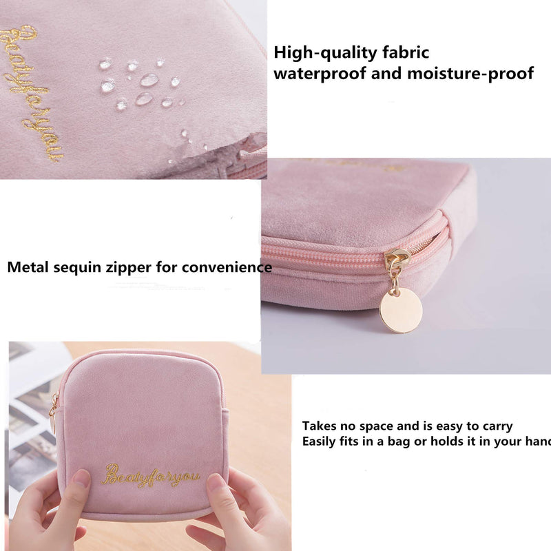 [Australia] - Flocking Fabric Sanitary Napkin Bag,Menstrual Cup Pouch, Nursing Pad Holder, Washable Organizer Storage, 3 Pcs (B) B 