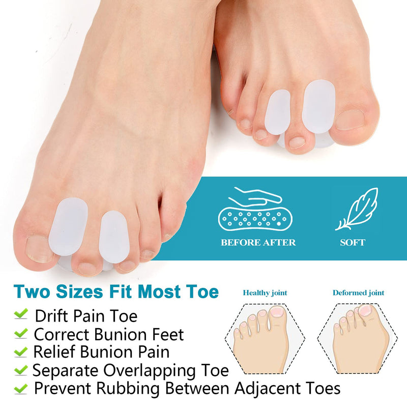 [Australia] - Sumiwish Flanged Toe Spacer, 12 Pack of Bunion Corrector (Mixed Size), Silicone Toe Separators to Fight Bunion, Overlapping Toe | L & S Size - The Better Choice White 