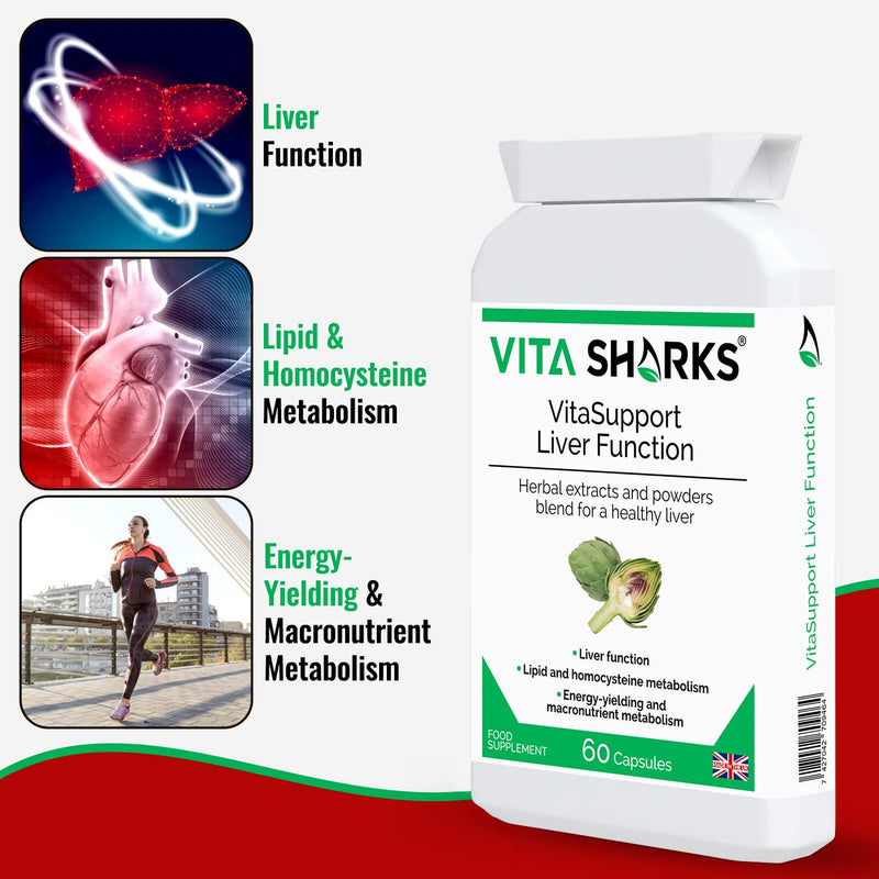 [Australia] - VitaSupport 60 Essential Liver Support & Cleanse. Potent, Kosher, Vegetarian & Natural Toxin Flush & Detox Formula with Biotin & Choline for Lipid Metabolism 