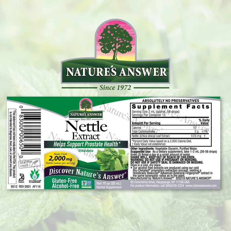 [Australia] - Nature's Answer Nettle Leaf Extract | Concentrated Dark Green Nettle Leaf Herbal Supplement | Non-GMO, Kosher, Gluten-Free, & Alcohol-Free 1oz 