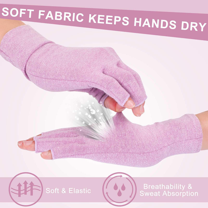 [Australia] - 3 Pairs Compression Craft Arthritis Hands Gloves Fingerless Pressure Joint Relief for Quilting Sewing Typing Household Duties Black, Gray, Purple Medium (3 Pair) 