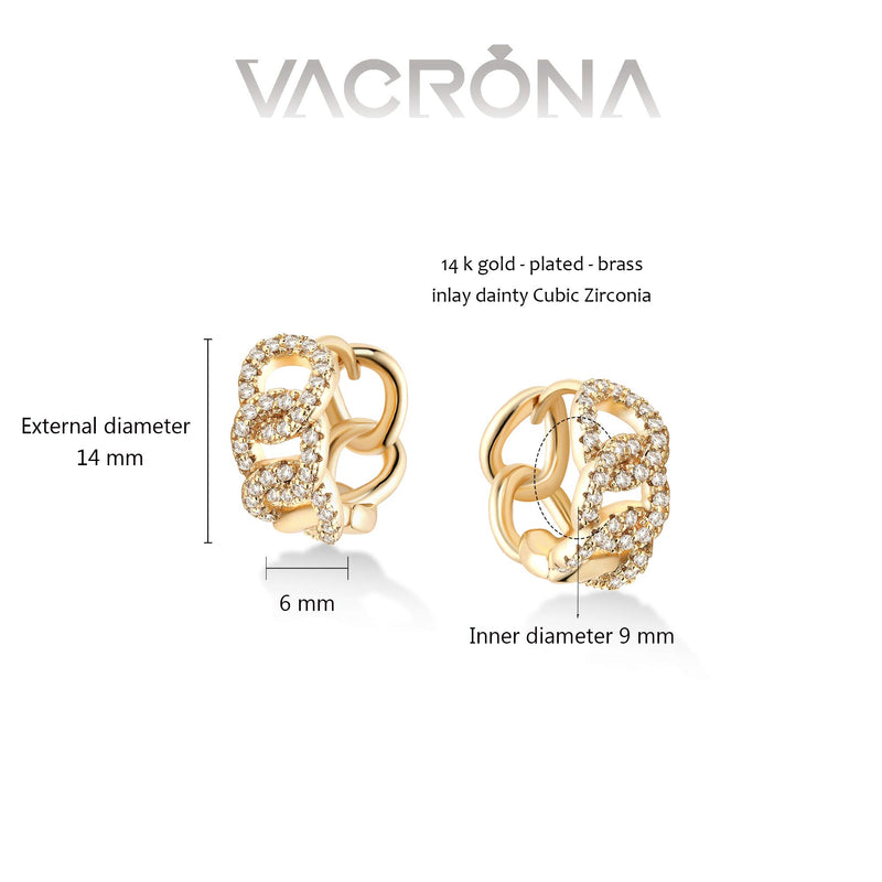 [Australia] - VACRONA Cubic Zirconia Huggie Earrings 14k Gold Plated Tiny Cuff Earrings Small Huggie Hoop Earrings Simple Lightweight Hoops Gift for Women A Huggie hoop 