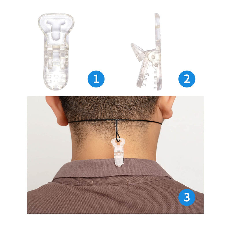 [Australia] - Hearing Aid Clip for Seniors Adults - Anti-Lost Lanyard Protector BTE Clip Holder Rope with Loops and Clip and Security Clip（Black） Black 
