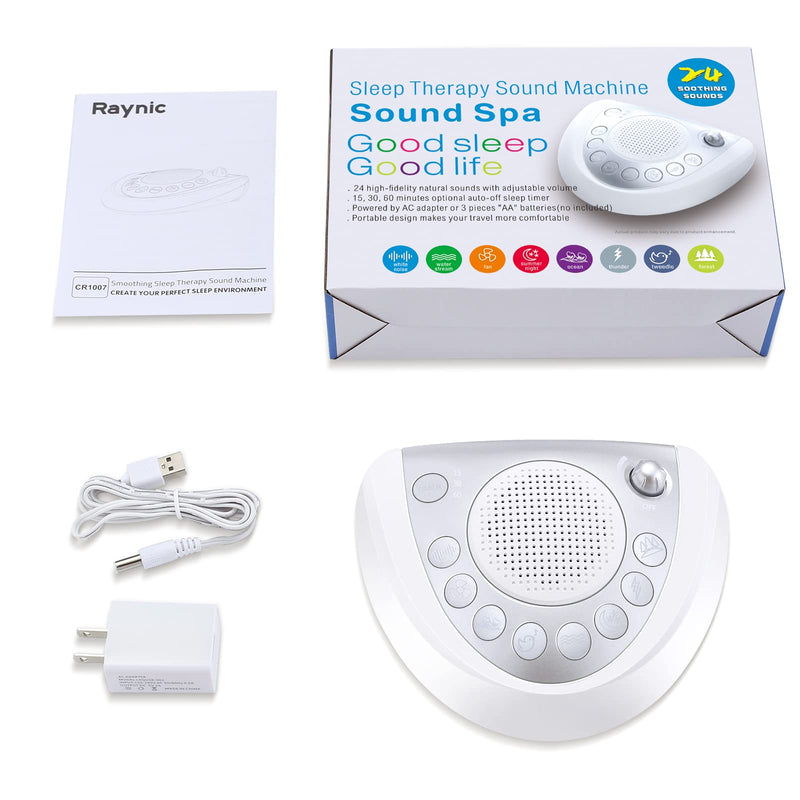 [Australia] - White Noise Machine Raynic Sound Machine Portable Sleep Machine with 24 Natural Soothing Sounds, Timer, USB Port, Headphone Jack for Baby, Kids, Adults, Travel, Office, Home (Silver) Silver 