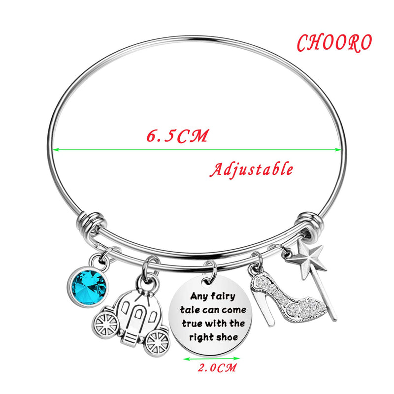 [Australia] - CHOORO Cinderella Inspired Charm Bangle Any Fairy Tale Can Come True with The Right Shoe Bracelet Fables and Fairytale Gift Any Fairy Tale bracelet 