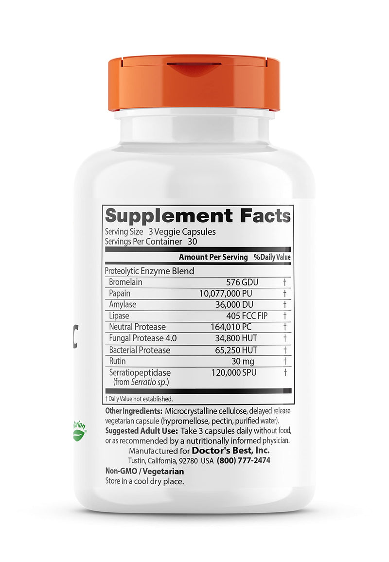 [Australia] - Doctor's Best Proteolytic enzymes, Digestion, Muscle, Joint, Non-GMO, Gluten Free, Vegetarian, 90 Veggie Caps 