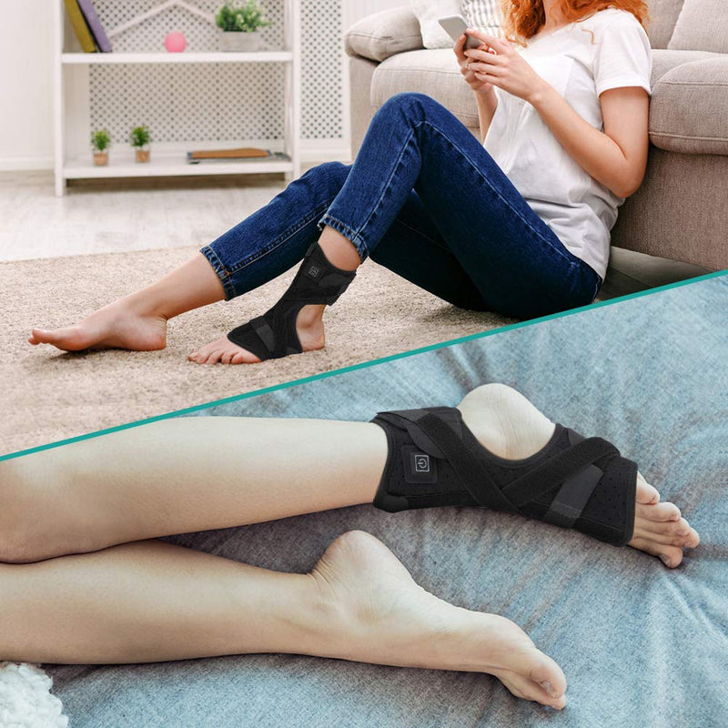 [Australia] - Foot Heating Pad,Plantar Fasciitis Support Brace 1 Pair Compression Foot Sleeves Heated Therapy Night Splint Achilles Tendonitis for Arthritis Sprains Strains Heel Spur Torn Tendons Black Foot Splint+Socks 