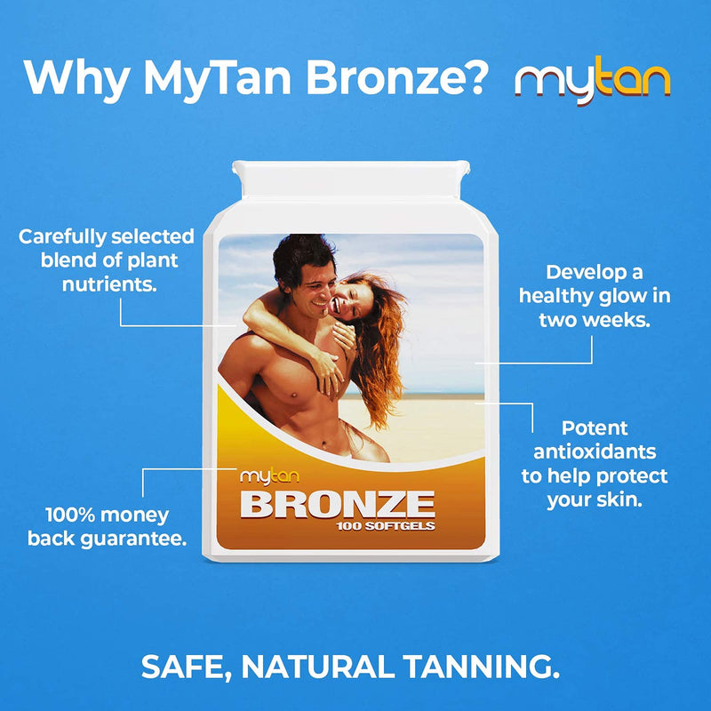 [Australia] - MyTan Bronze Tanning Pills | 100 Softgels | Tanning Tablets with Natural Mixed Carotenoids | Use with Or Without Sun For A Healthy, Safe Tan 