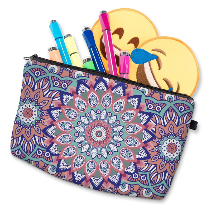 [Australia] - Roomy Cosmetic Bag,3 piece Set Deanfun Waterproof Travel Toiletry Pouch Makeup with Zipper (Mandala Flowers) … D510125096450965 