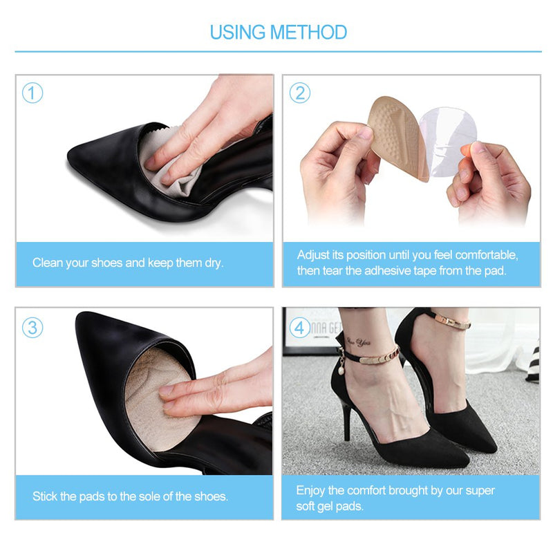 [Australia] - Ball of Foot Cushions, 2 Pairs Anti-Slip Shoe Pads Inserts Gel Forefoot Insoles for Women High Heels, Shock-Absorbing Invisible Bow Pad, Relieve Pressure and Pains 