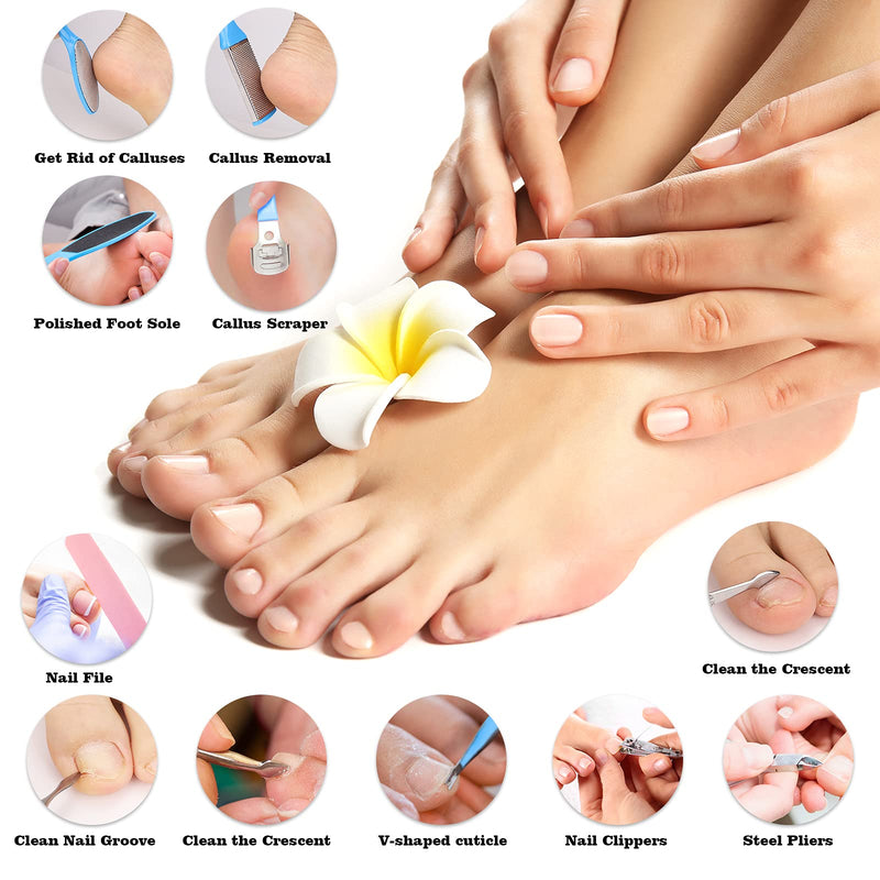 [Australia] - Pedicure Kits - Callus Remover for Feet, 23 in 1 Professional Manicure Set Pedicure Tools Stainless Steel Foot Care, Foot File Foot Rasp Dead Skin for Women Men Home Foot Spa Kit, Blue… blue23 