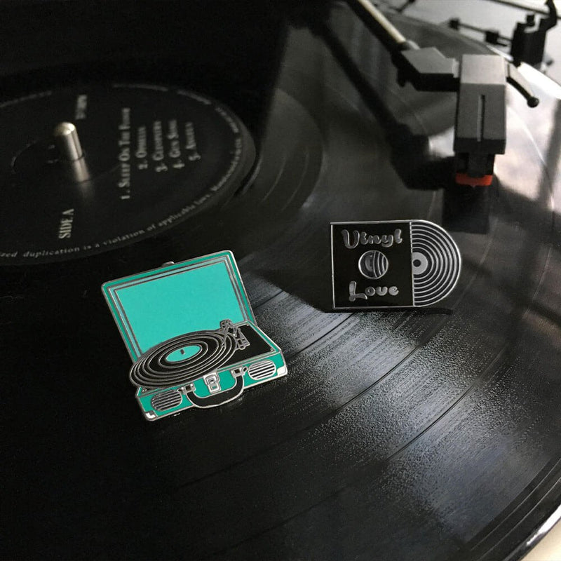 [Australia] - PinMart Retro Vinyl Record & Record Player Music Trendy Enamel Lapel Pin Set 