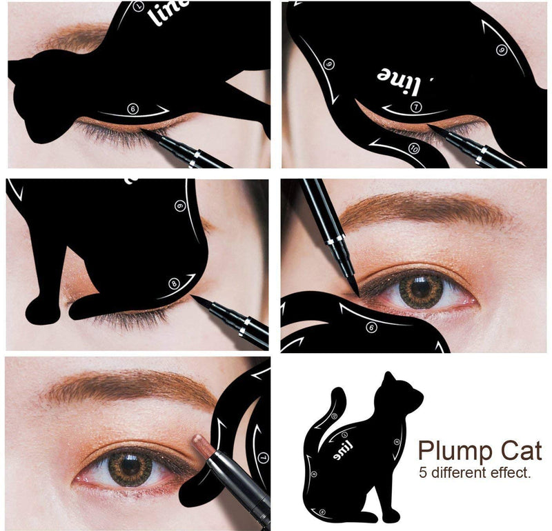 [Australia] - 2 Pcs Cat Eyeliner Stencils, Matte PVC Material Smoky Eyeshadow Applicators Template Plate, Cat Shape Eye liner & Eye Shadow Guide Template Tool 