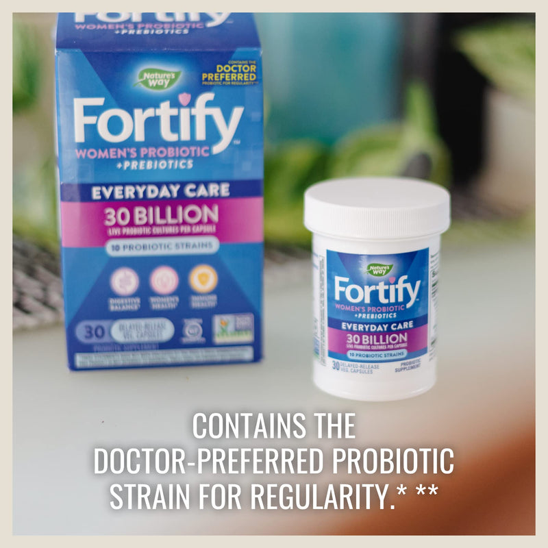 [Australia] - Nature’s Way Fortify Women’s 30 Billion Daily Probiotic Supplement, 10 Strains, Digestive Health*, Immune Support*, No Refrigeration, 30 Capsules Women's Probiotic 
