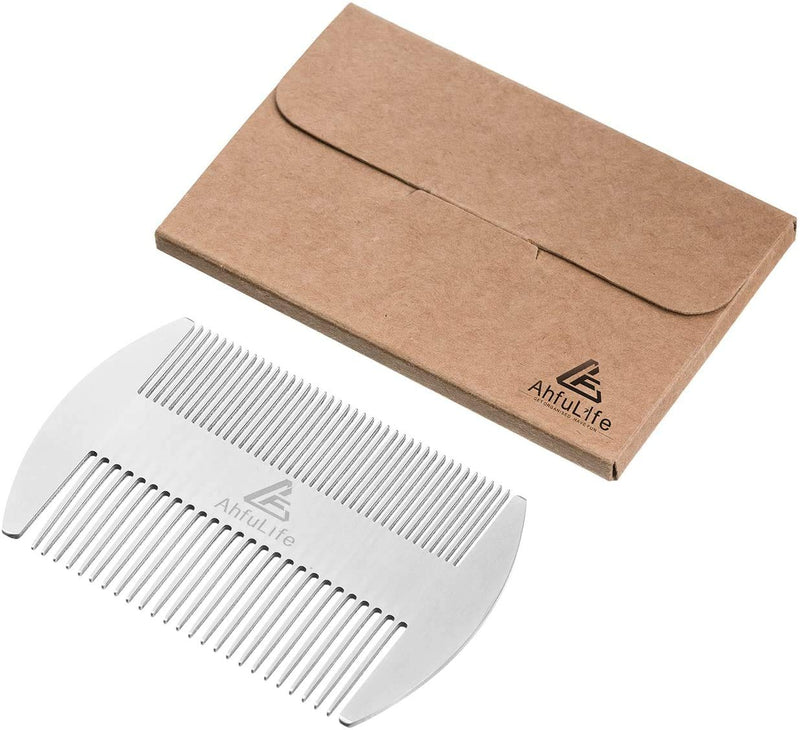 [Australia] - Metal Hair&Beard Comb - AhfuLife® EDC Credit Card Size Comb Perfect for Wallet and Pocket - Anti-Static Dual Action Beard Comb (Stainless Steel Comb (2 Pcs)) Stainless Steel Comb (2 Pcs) 