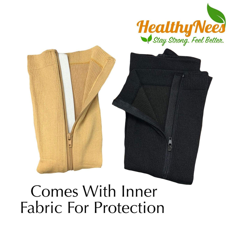 [Australia] - HealthyNees 2 Pairs Set Closed Toe 20-30 mmHg Zipper Compression Fatigue Swelling Circulation Knee Length Socks (Large/X-Large (2 Pair), Black) Large/X-Large (2 Pair) 