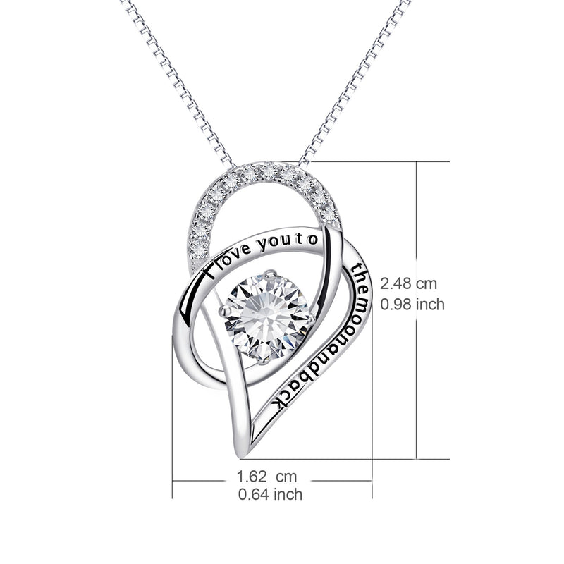 [Australia] - YFN Sterling Silver I Love You to The Moon and Back Moon Star Pendant Necklace 18" Heart Necklace 