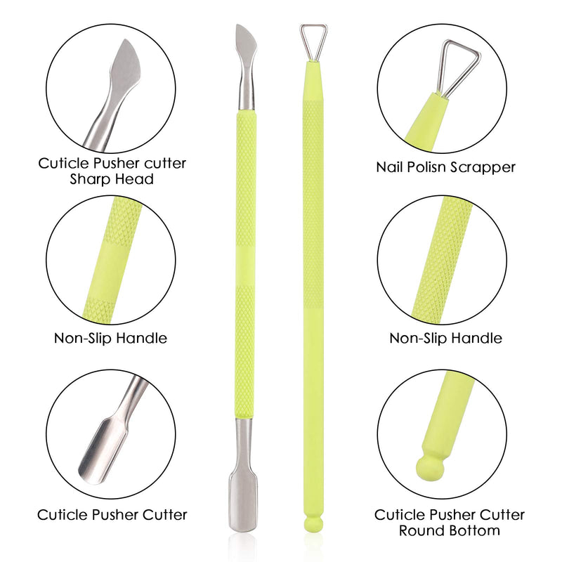 [Australia] - Cuticle Trimmer with Cuticle Pusher and Cutter-YINYIN Cuticle Cutter Cuticle Nipper Professional Stainless Steel Cuticle Clippers Durable Pedicure Manicure Tools for Fingernails and Toenails (Green) Green 