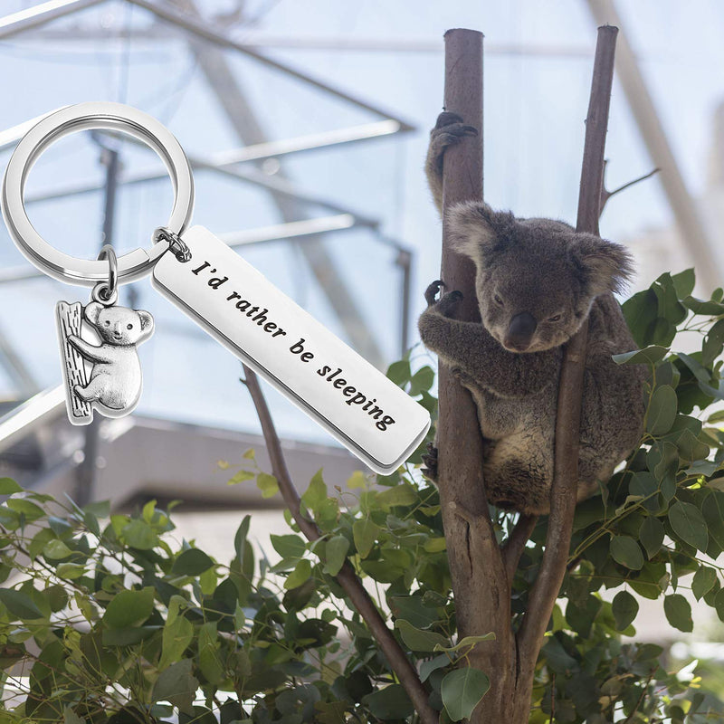 [Australia] - MYOSPARK Koala Bear Keychain I'd Rather Be Sleeping Koala Bear Lover Gift for Family Friends koala keychain 