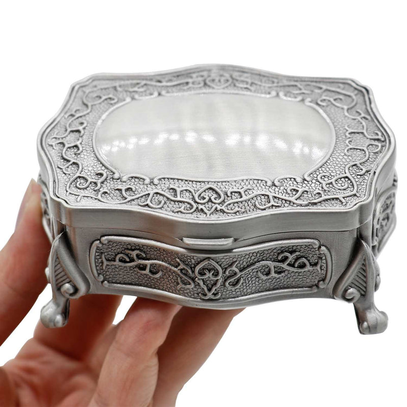 [Australia] - AVESON Rectangle Vintage Metal Jewelry Box Trinket Gift Box Chest Ring Case for Girls Ladies Women, Small 