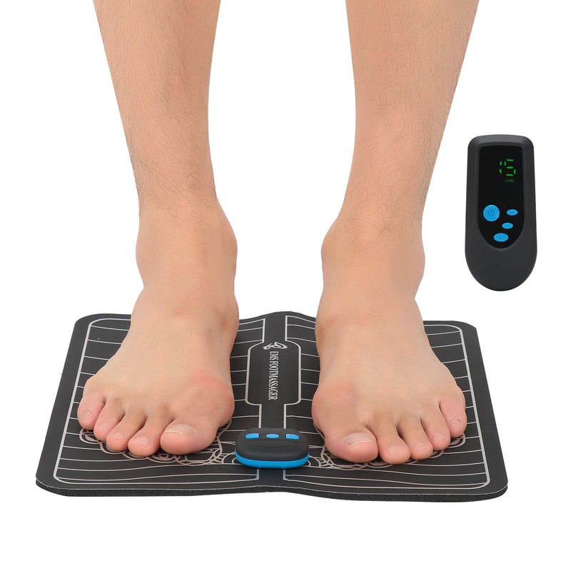 [Australia] - EMS Foot Massager, Electric Massage pad Muscle Stimulator USB Rechargeable Molded Leg Cushion feet Acupuncture Stimulator Massager ABS Stimulator with Remote Control 