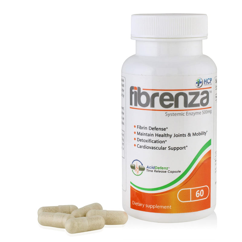 [Australia] - HCP Formulas - Fibrenza - Systemic Enzyme Complex with Fibrinolytic & Proteolytic Enzymes - Fibrin Defense, Inflammation & Cardiovascular Support - Vegetarian - Dietary Supplement - 60 Caps 