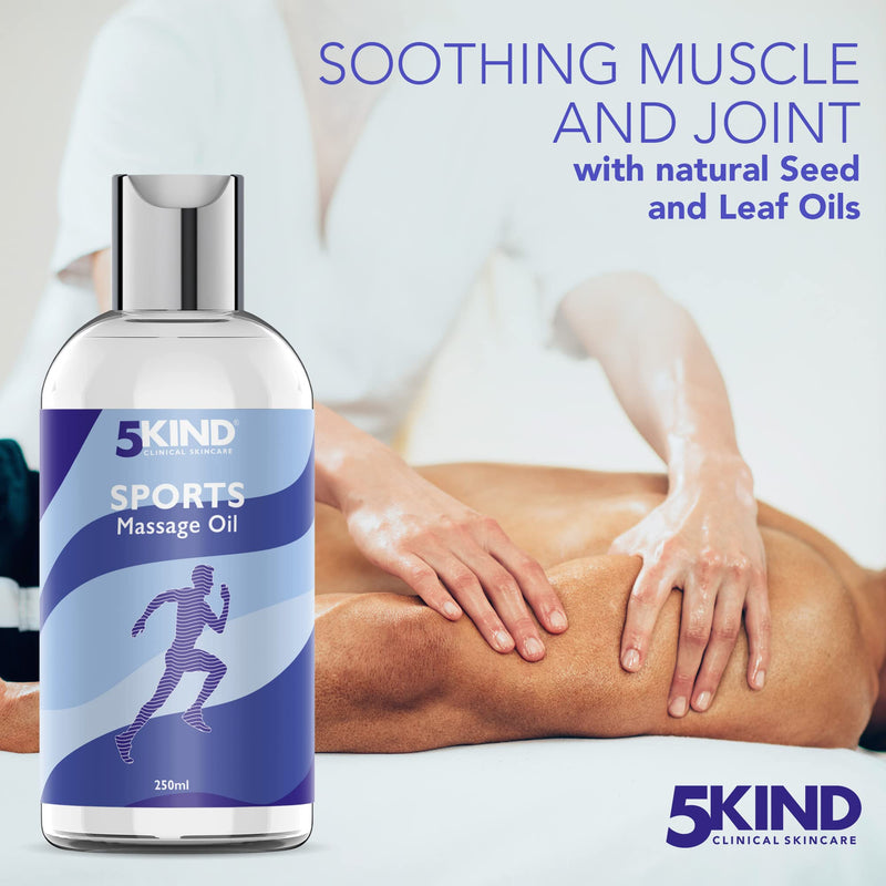 [Australia] - Professional Massage Oil for Muscle Pain 250ml - Massage Oils for Massage Therapy by 5kind - Premium Sports Massage Oil for Improved Recovery and Deep Tissue Massage 
